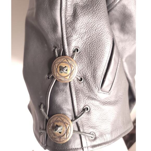 Vanguard Heavy leather Womens Vintage Black Biker Motorcycle Jacket Medium - Picture 6 of 6
